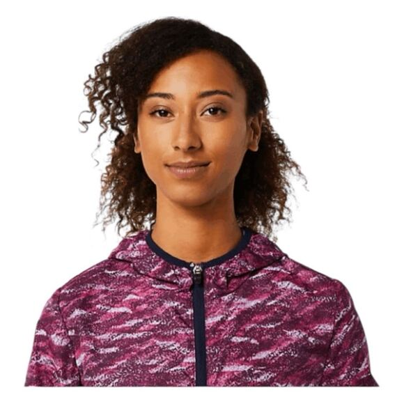 Asics Packable Windbreaker Jacket Purple Deep Mars Print L - Picture 4 of 13
